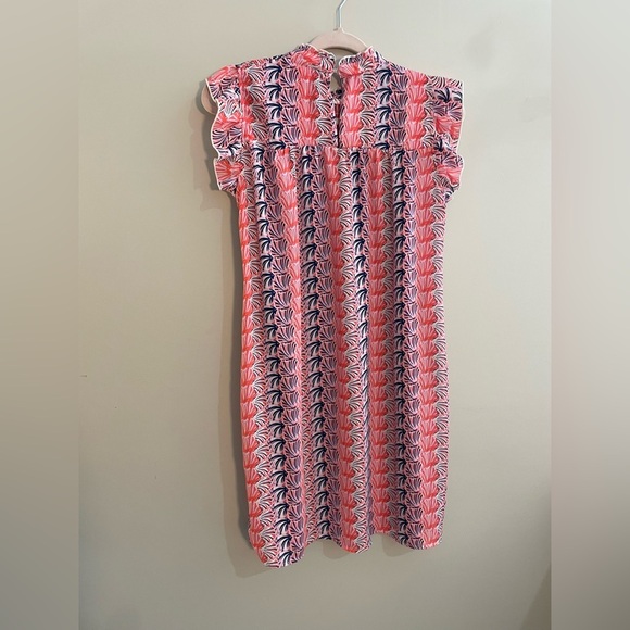 Simply Southern Youth Large High Neck Babydoll Pink and Blue Dress Sleeveless - Picture 5 of 5